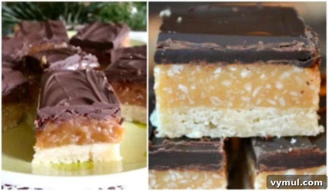 Decadent Caramel Coconut Shortbread Bars 7 Comparison of caramel textures made with different cooking techniques for shortbread bars