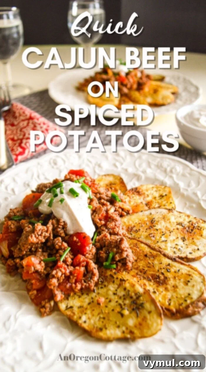 Speedy Cajun Beef and Rustic Spiced Potatoes 2 Quick Cajun Beef on spiced potatoes, a comforting and flavorful meat and potatoes meal perfect for weeknights.