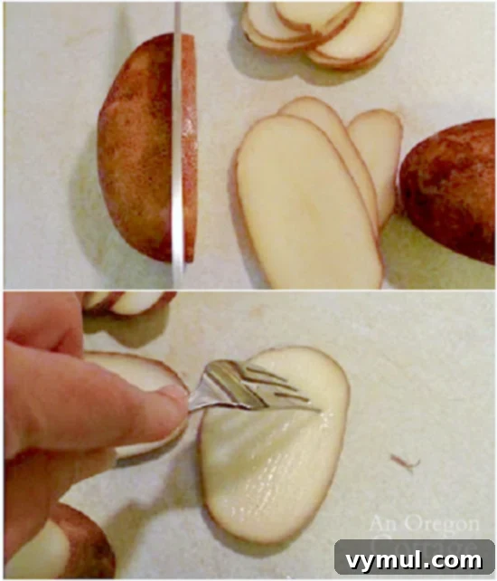 Speedy Cajun Beef and Rustic Spiced Potatoes 4 Slicing and seasoning potatoes on a cutting board, ready for broiling.