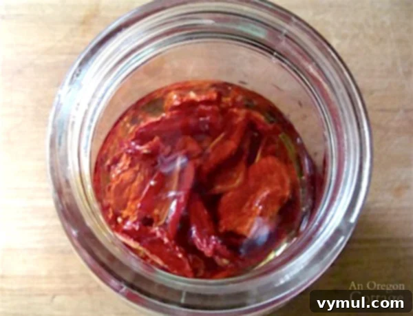 Drying Tomatoes and stored covered in olive oil