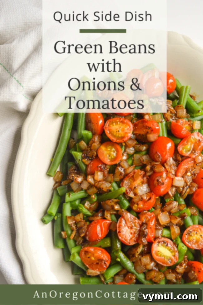 Speedy Healthy Green Bean Delight with Caramelized Onions and Tomatoes 8 Quick and easy side dish featuring green beans, caramelized onions, and fresh tomatoes, perfect for summer meals and entertaining.