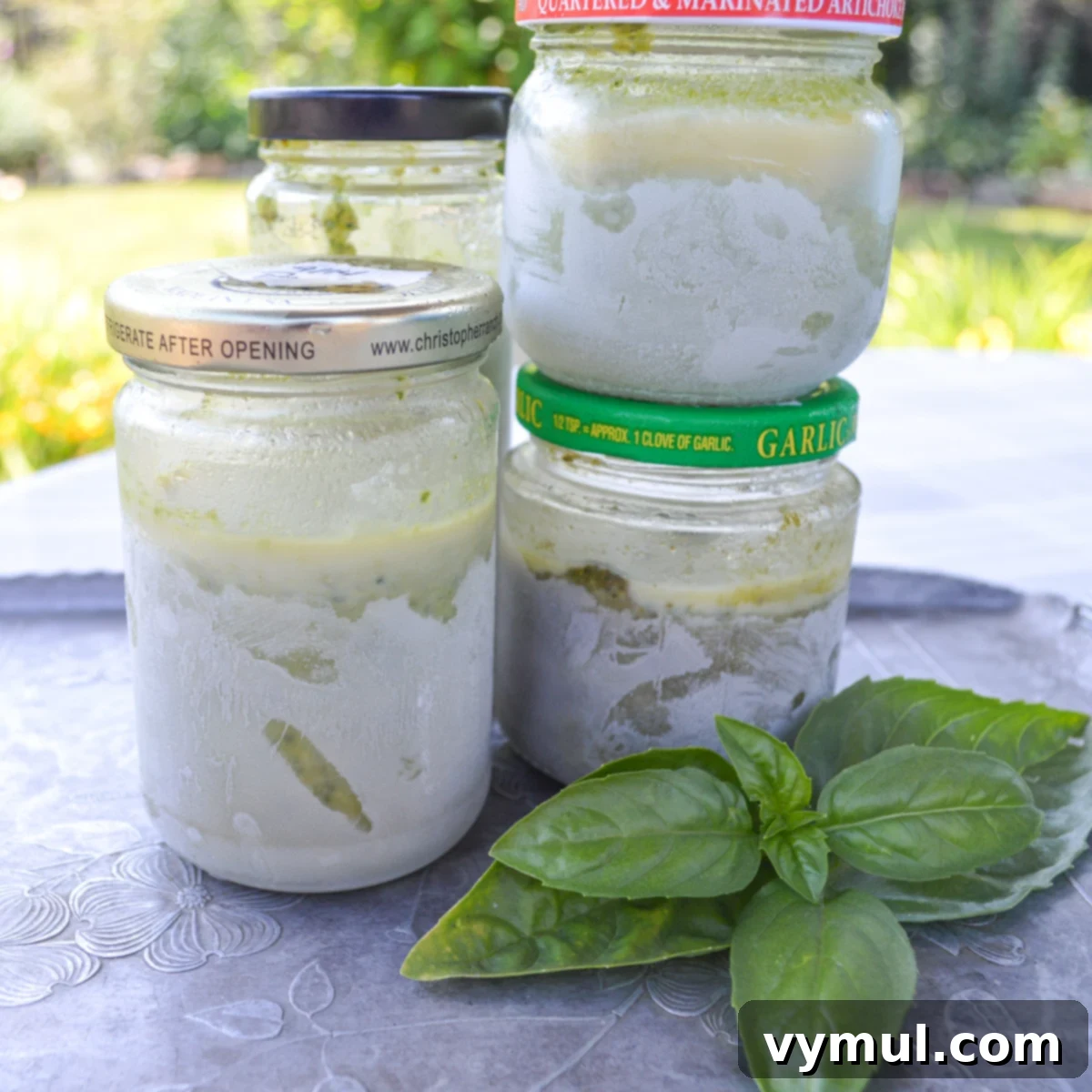 small jars of frozen pesto