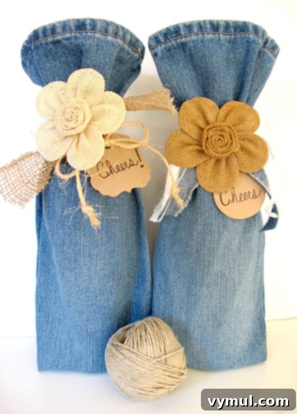 Thoughtful Handcrafted Presents for All Seasons 14 DIY wine bags from old jeans