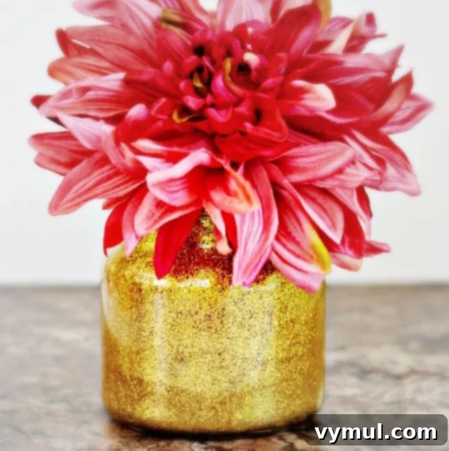 Thoughtful Handcrafted Presents for All Seasons 6 upcycled glitter vase with dahlia