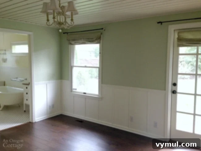 Empty farmhouse master bedroom