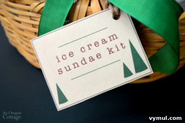 Build Your Own Sundae Gift Basket with Free Tags 7 Ice Cream Sundae Kit-printable labels