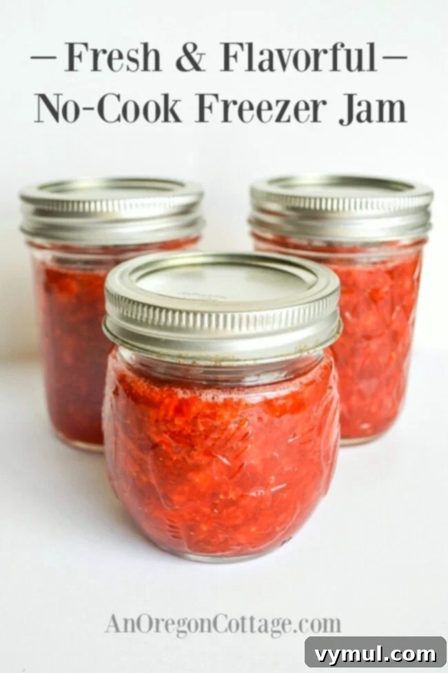 no cook freezer jam in jars
