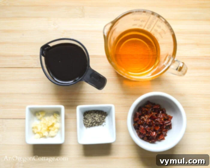 5-Minute, 5-Ingredient Sun-Dried Tomato Vinaigrette 4 dried tomato vinaigrette ingredients