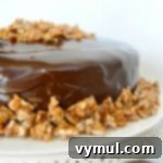 A beautifully decorated Peanut Butter Celebration Cake, perfect for any special occasion.