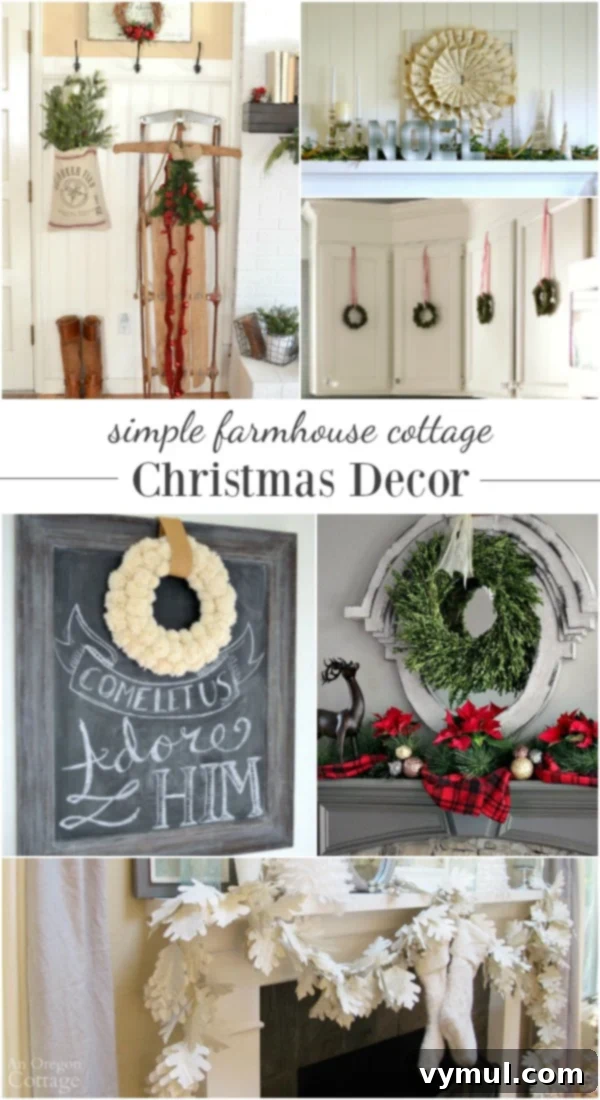 DIY projects and room tours for inspiration to help create a clean and simple farmhouse cottage Christmas Decorating theme at AnOregonCottage.com