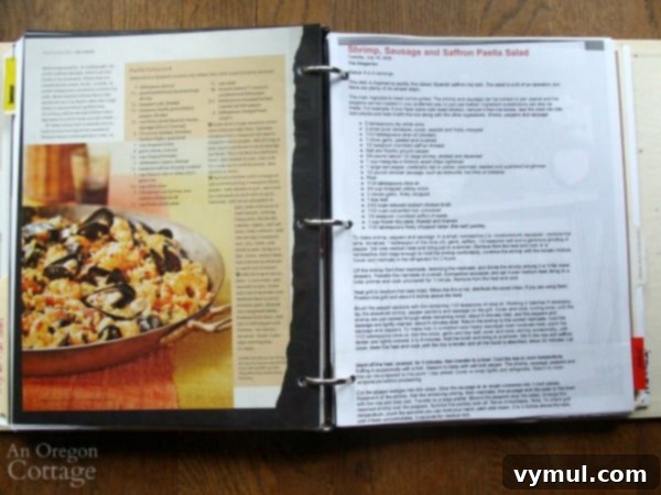 Organizing recipes-pages in binder_