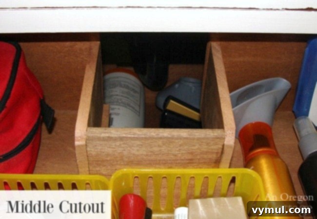 Upcycle a Dresser into a Beautiful Vanity 10 Dresser to Vanity-Middle Drawer Cutout for plumbing