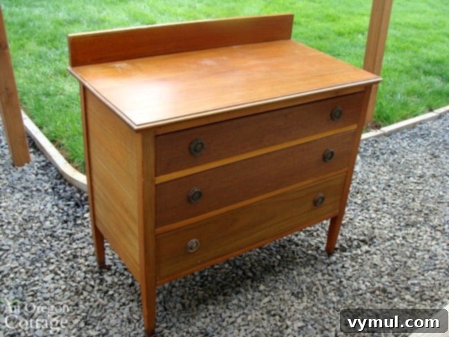 Upcycle a Dresser into a Beautiful Vanity 3 Thrift Store Dresser before transformation into a vanity