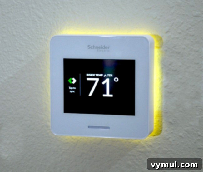 Initial setup screen of the new Wi-Fi smart thermostat, prompting for confirmation of wire connections