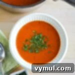 Homemade Tomato Soup Perfection: Say Goodbye To Canned Forever 8 A vibrant bowl of homemade tomato soup, garnished and ready to serve.