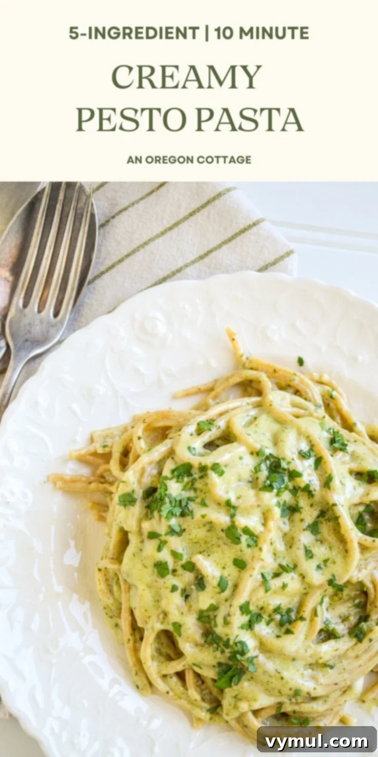 creamy pesto pasta Pinterest pin
