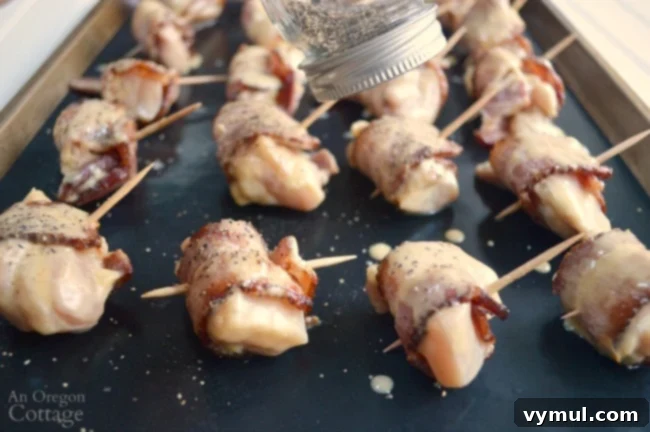 Maple Mustard Glazed Chicken Bacon Bites 8 Maple Mustard Bacon Chicken Bites-adding black pepper