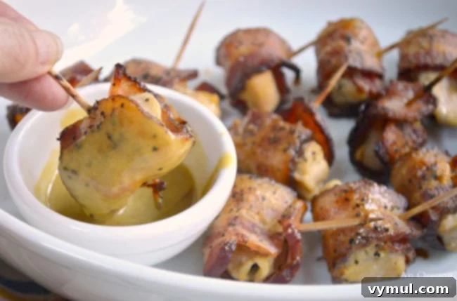 Maple Mustard Glazed Chicken Bacon Bites 10 Maple Mustard Bacon Chicken Bites with mustard dipping sauce