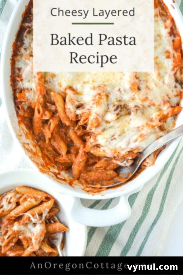 Beautifully layered cheesy baked pasta dish