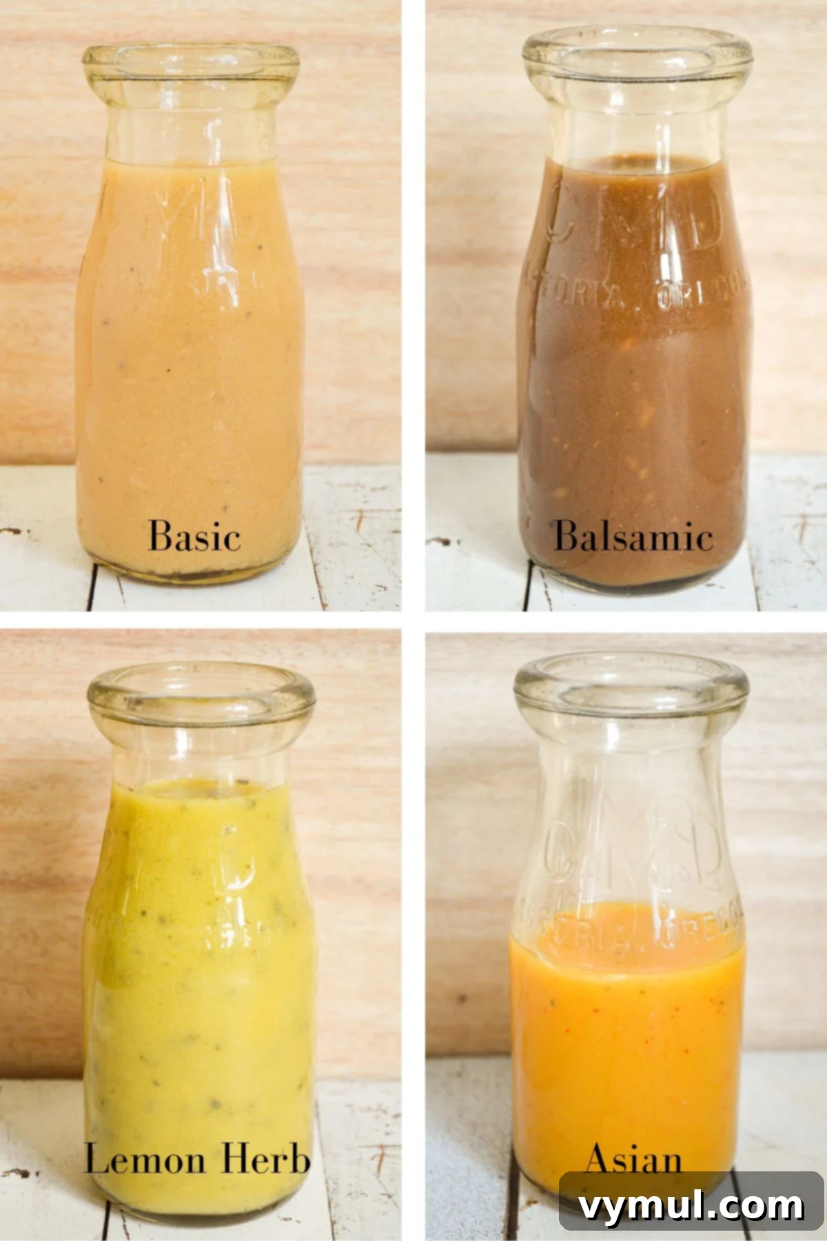 One Easy Vinaigrette Recipe Infinite Flavor Options 2 Delicious homemade vinaigrette dressing in a bottle with fresh salad ingredients