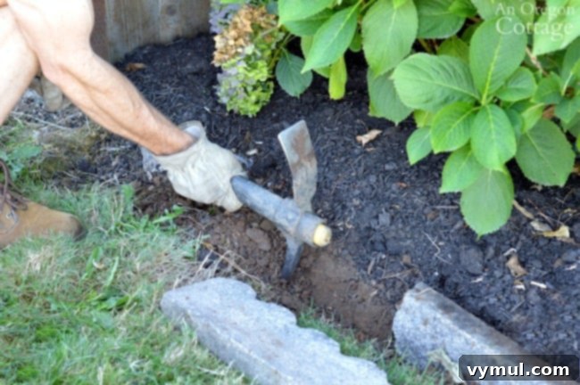 Simple, Budget-Friendly Concrete Edging for Your Garden Beds and Paths 9 Cement Garden Edging-prepping to install