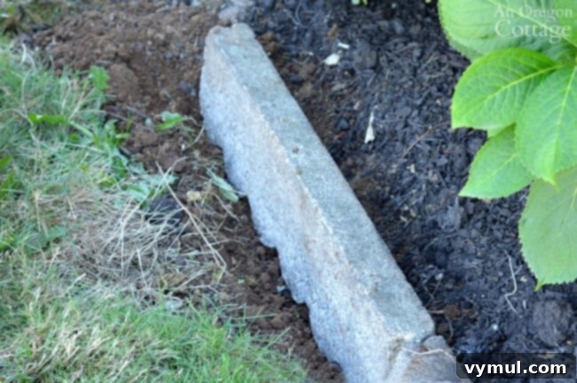 Simple, Budget-Friendly Concrete Edging for Your Garden Beds and Paths 10 Cement Garden Edging-setting in trench upside down