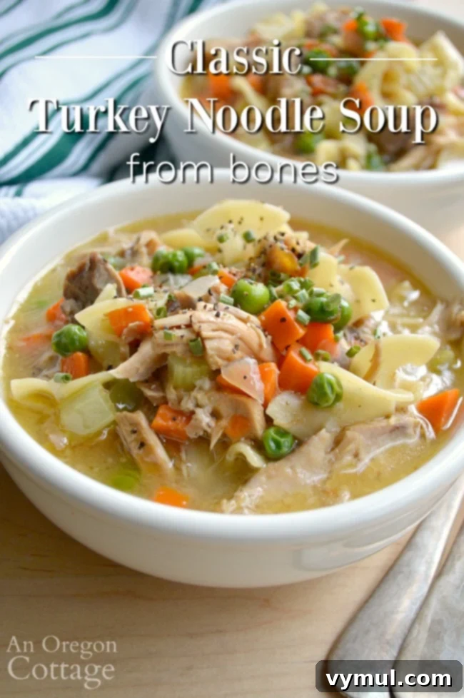 Classic Homemade Turkey Noodle Soup made from scratch with leftover turkey bones and meat.