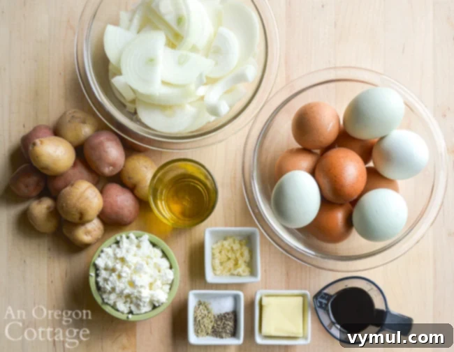 Sweet and Savory Potato and Caramelized Onion Frittata 4 potato caramelized onion frittata ingredients