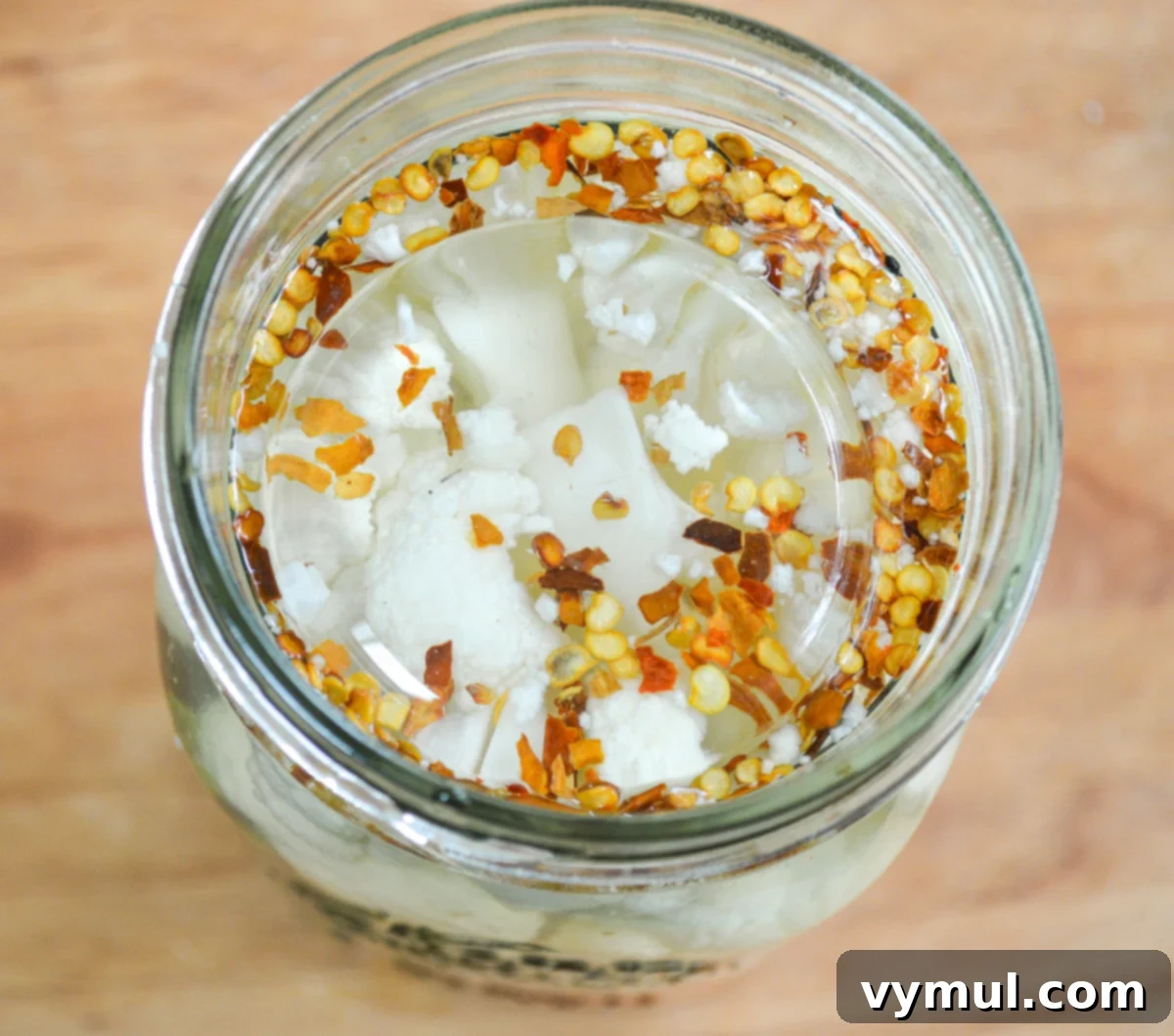 fermented vegetables in jar from above