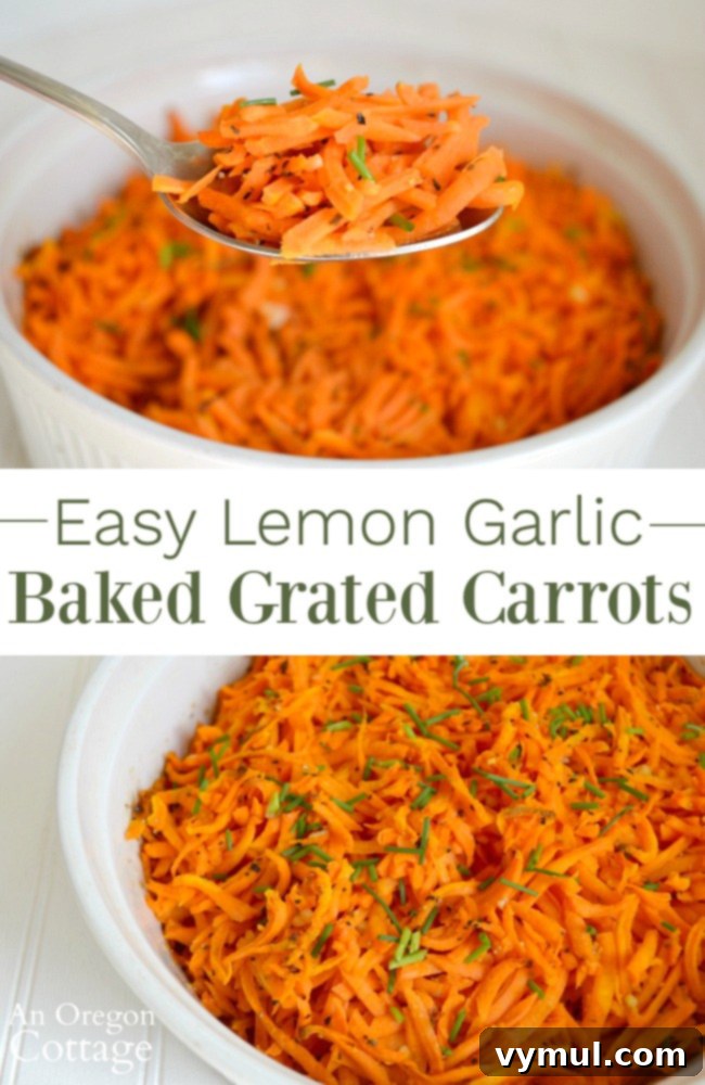 Tangy Lemon Garlic Baked Grated Carrots 6 A generous serving of easy lemon garlic baked grated carrots, showcasing their appealing golden texture.