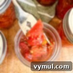 Easy Canned Tomato Bruschetta Summer Captured 14 canned tomato bruschetta on fork