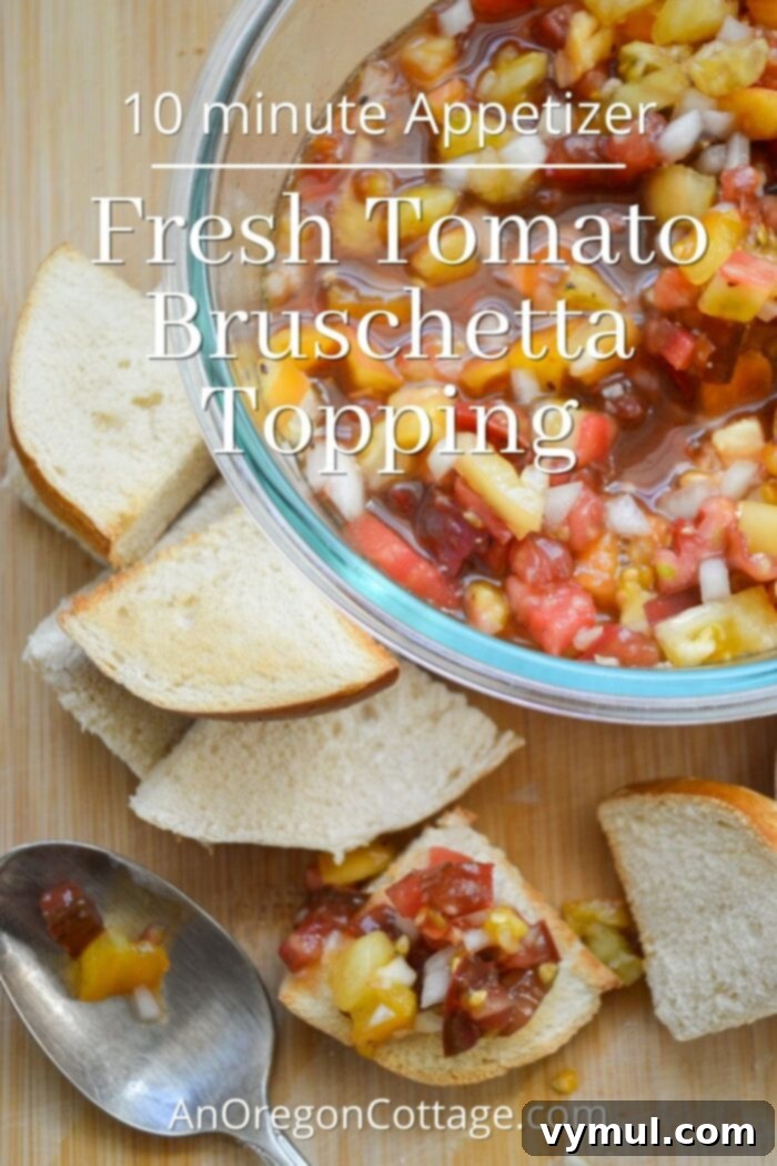 close-up of fresh tomato bruschetta topping in a bowl, vibrant red tomatoes