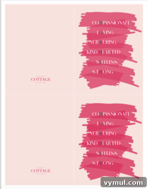 printable mother's day card template showing cut lines