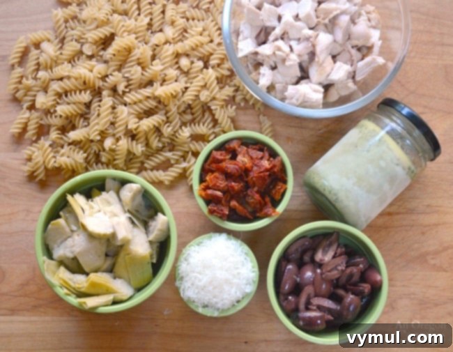 Mediterranean Chicken Pesto Pasta ingredients