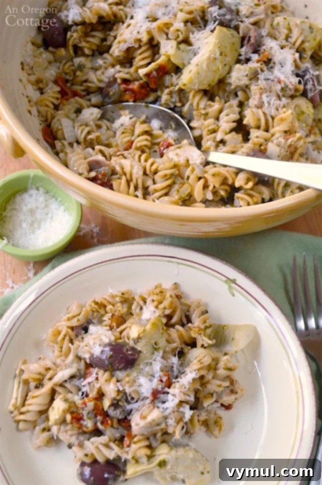 Mediterranean Chicken Pesto Pasta-family favorite