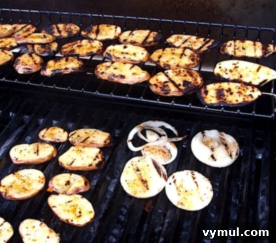 Potato planks on grill