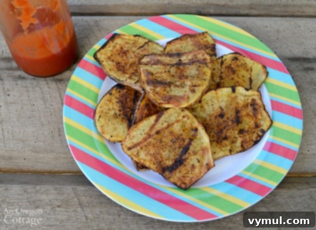 Easy grilled potato planks with homemade ketchup.