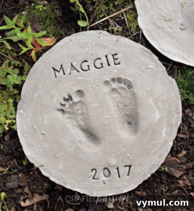 15 Easy and Beautiful Handmade Garden Gifts 6 DIY Footprint garden stepping stones at A Crafted Passion