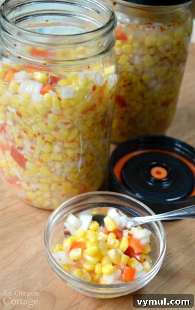 Easy 5-Minute Fermented Corn Relish Magic 10 Foolproof Fermented Corn Relish recipe served in jars and a small bowl