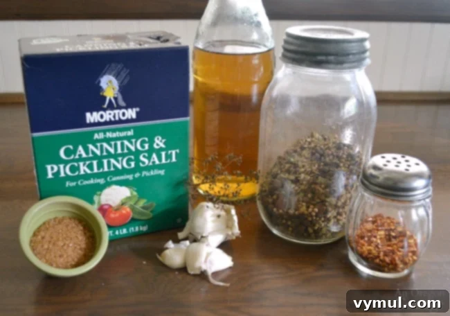 Garlic Dill Pickle Ingredients
