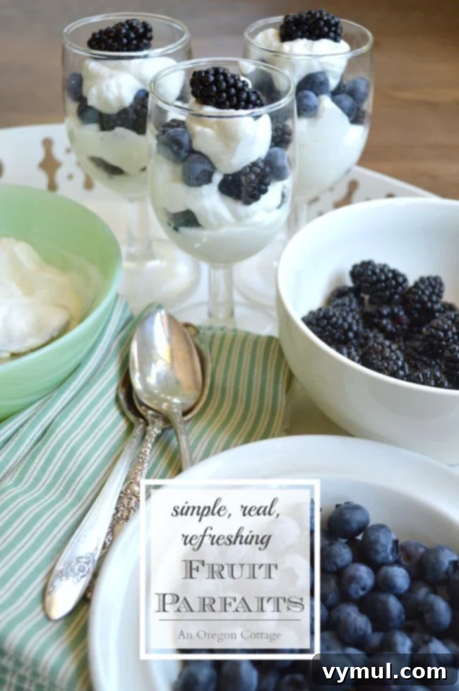 Summer Berry Parfaits with Golden Honey Cream 2 Almost the perfect warm weather dessert - seasonal fruit layered with honey-sweetened whipped cream