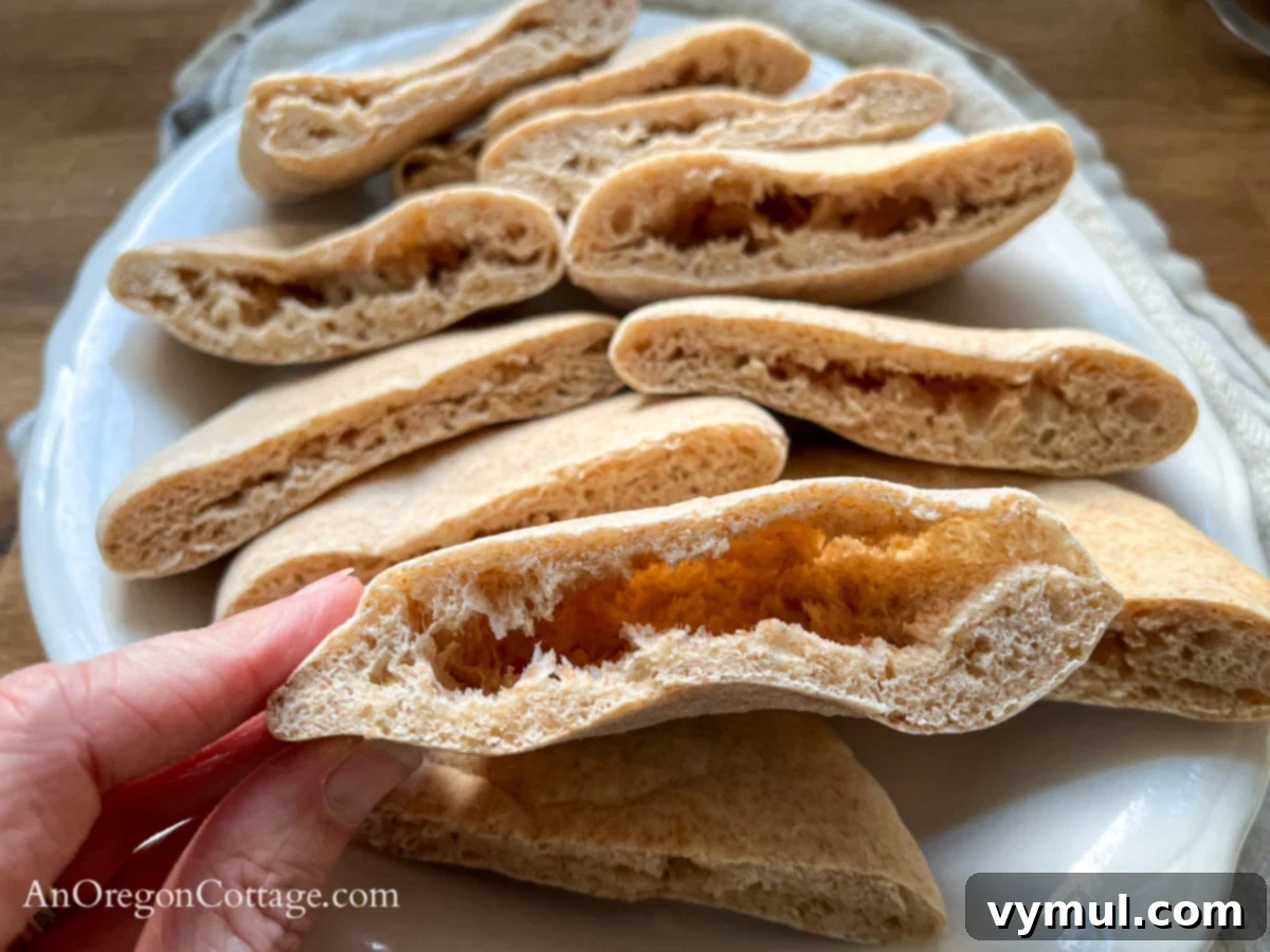 Simple Wholesome Homemade Pita 14 cooked pita bread pocket close