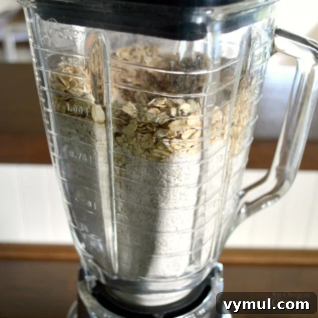Making oat flour for whole grain chocolate chip cookies