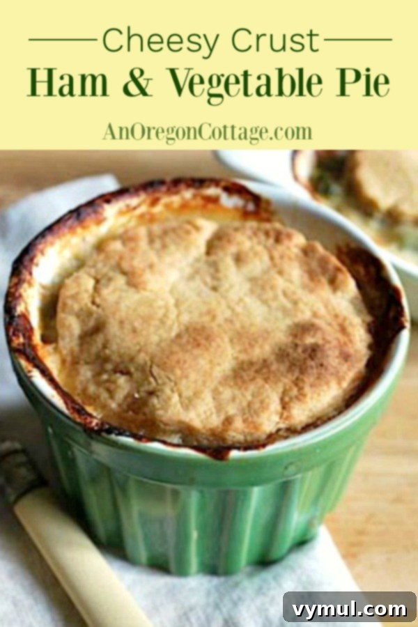 Savory Cheesy Crust Ham Pie from Leftover Ham 2 Delicious Cheesy Crust Ham Pie baked in individual ramekins, ready to be served.