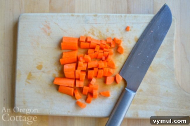 The Easiest Chicken Noodle Soup Ever 6 cutting carrots for chicken noodle soup