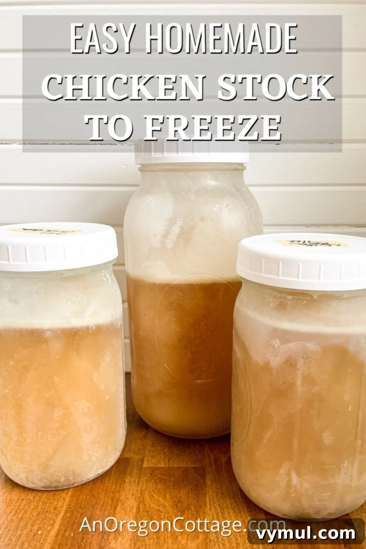 frozen homemade chicken stock in jars