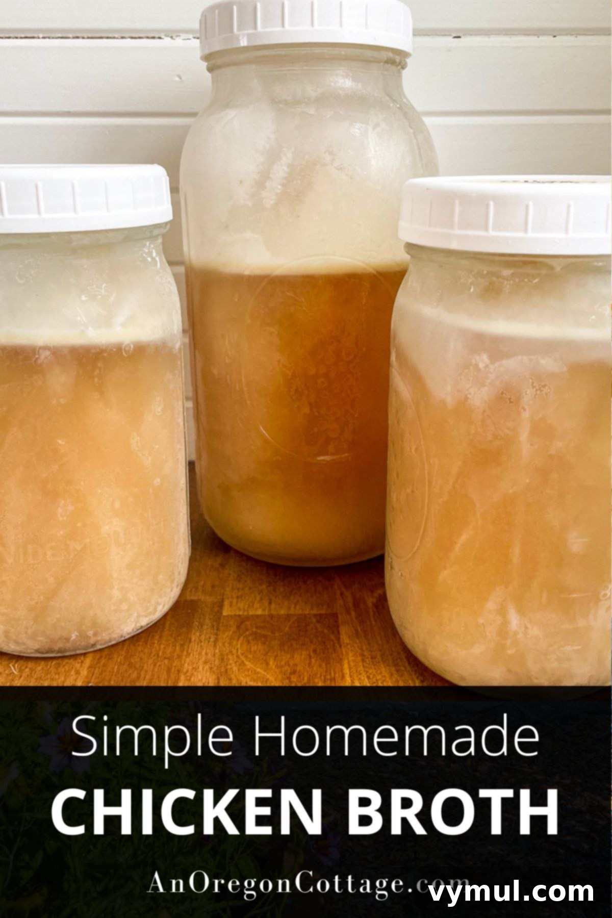 simple homemade chicken broth in jars