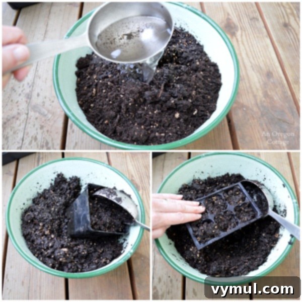 From Seed to Sprout Your Complete Growing Handbook 5 Filling the Pots with pre-wetted soil mix for seed starting