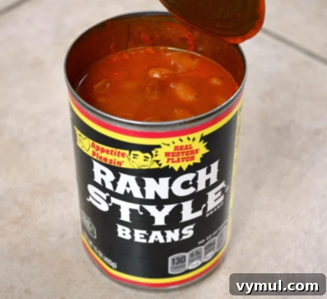 Ranch style beans can on a white background
