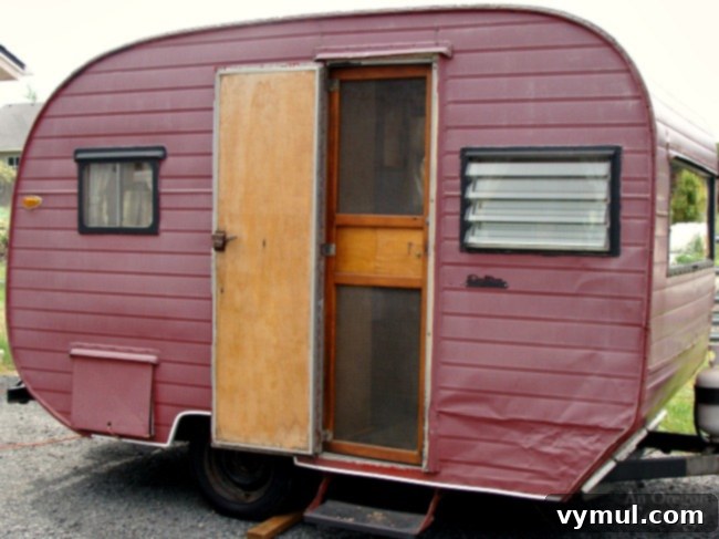 Ep. 5: Camper Quirks, Culinary Conquests, and Canine Catastrophes 4 The restored 1957 Dalton Canned Ham Vintage Trailer, showcasing its classic design and thoughtful interior updates.